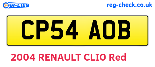 CP54AOB are the vehicle registration plates.