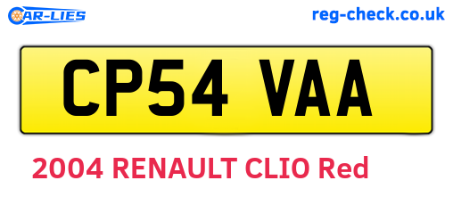 CP54VAA are the vehicle registration plates.