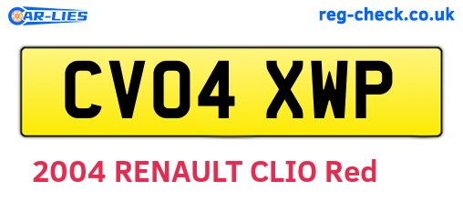 CV04XWP are the vehicle registration plates.