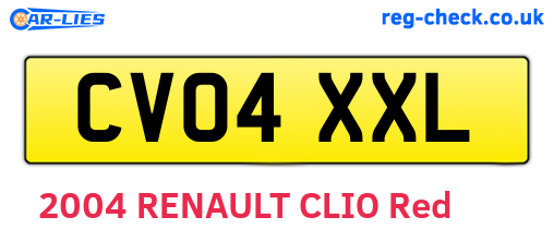 CV04XXL are the vehicle registration plates.