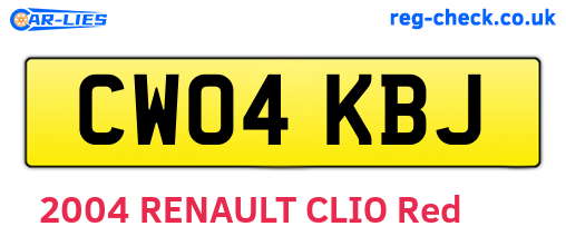 CW04KBJ are the vehicle registration plates.