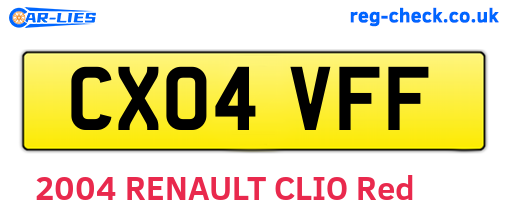 CX04VFF are the vehicle registration plates.