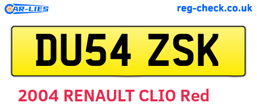 DU54ZSK are the vehicle registration plates.
