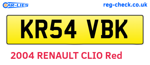 KR54VBK are the vehicle registration plates.
