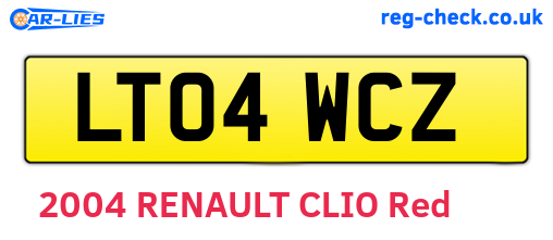 LT04WCZ are the vehicle registration plates.