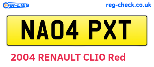 NA04PXT are the vehicle registration plates.