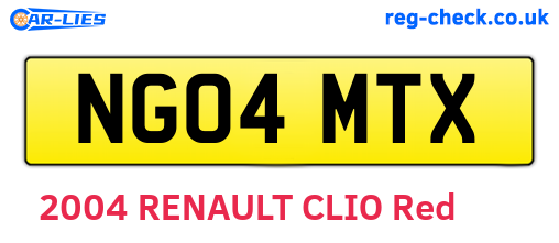 NG04MTX are the vehicle registration plates.