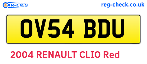 OV54BDU are the vehicle registration plates.
