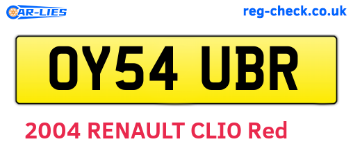 OY54UBR are the vehicle registration plates.