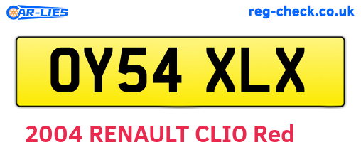 OY54XLX are the vehicle registration plates.