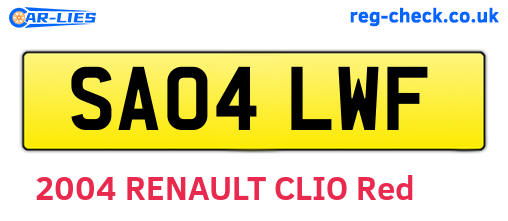 SA04LWF are the vehicle registration plates.