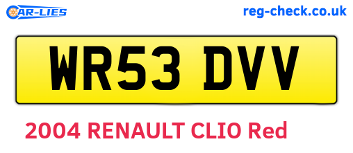 WR53DVV are the vehicle registration plates.