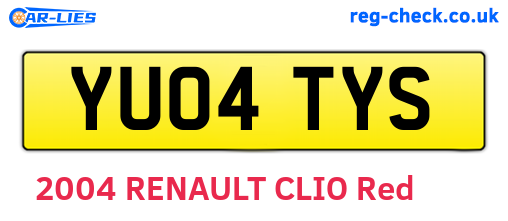 YU04TYS are the vehicle registration plates.