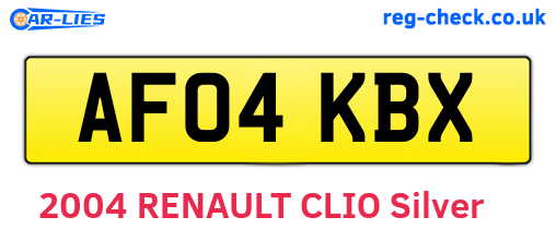 AF04KBX are the vehicle registration plates.