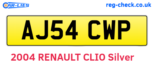 AJ54CWP are the vehicle registration plates.