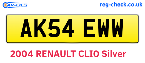 AK54EWW are the vehicle registration plates.