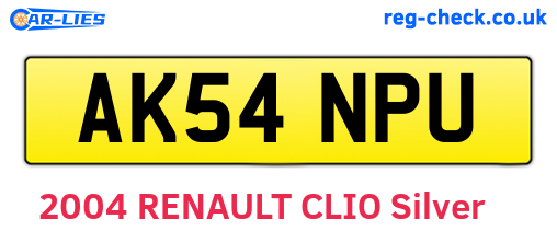 AK54NPU are the vehicle registration plates.
