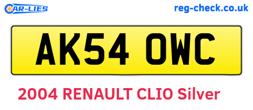 AK54OWC are the vehicle registration plates.
