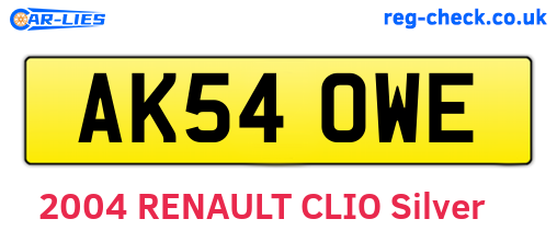 AK54OWE are the vehicle registration plates.