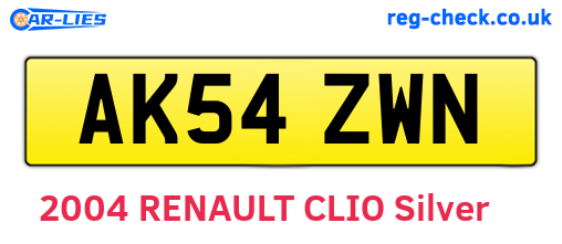 AK54ZWN are the vehicle registration plates.