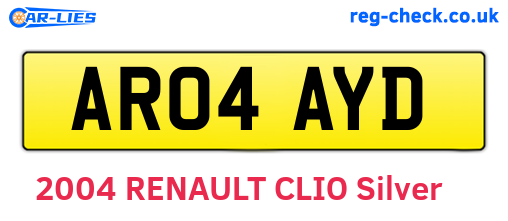 AR04AYD are the vehicle registration plates.