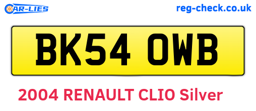 BK54OWB are the vehicle registration plates.