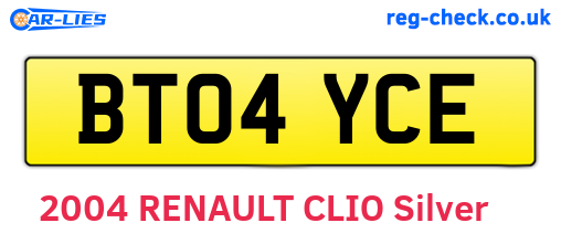 BT04YCE are the vehicle registration plates.