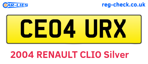 CE04URX are the vehicle registration plates.