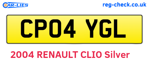 CP04YGL are the vehicle registration plates.