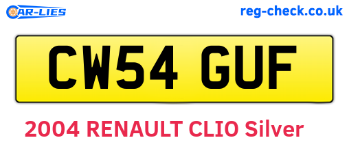 CW54GUF are the vehicle registration plates.