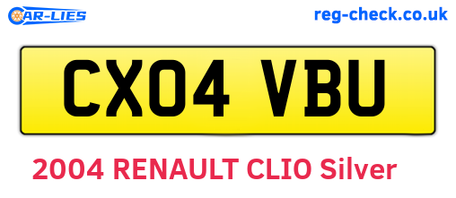 CX04VBU are the vehicle registration plates.