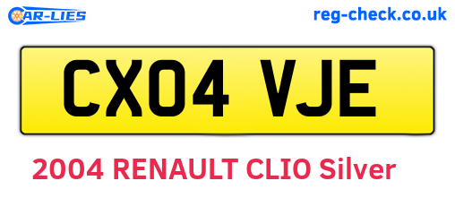 CX04VJE are the vehicle registration plates.