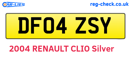 DF04ZSY are the vehicle registration plates.