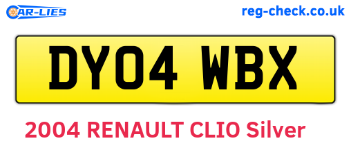 DY04WBX are the vehicle registration plates.