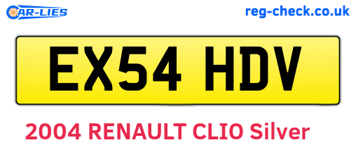 EX54HDV are the vehicle registration plates.