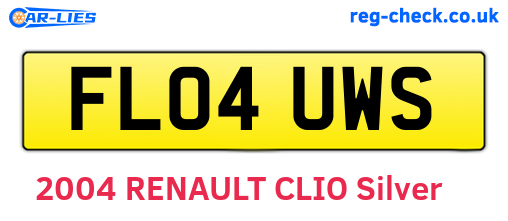FL04UWS are the vehicle registration plates.