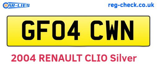 GF04CWN are the vehicle registration plates.