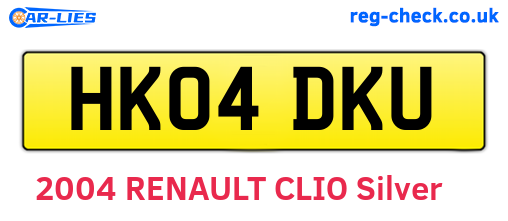 HK04DKU are the vehicle registration plates.