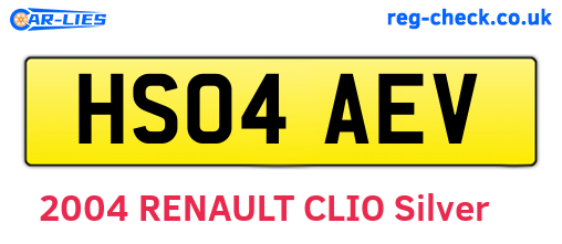 HS04AEV are the vehicle registration plates.