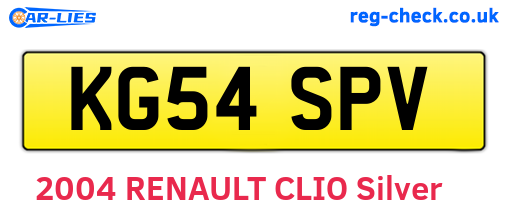 KG54SPV are the vehicle registration plates.