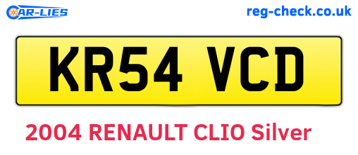 KR54VCD are the vehicle registration plates.