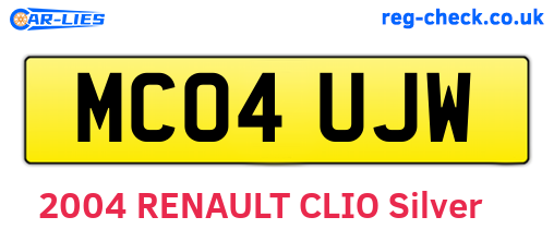 MC04UJW are the vehicle registration plates.