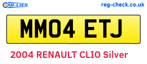 MM04ETJ are the vehicle registration plates.