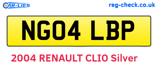 NG04LBP are the vehicle registration plates.
