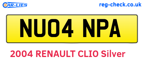 NU04NPA are the vehicle registration plates.