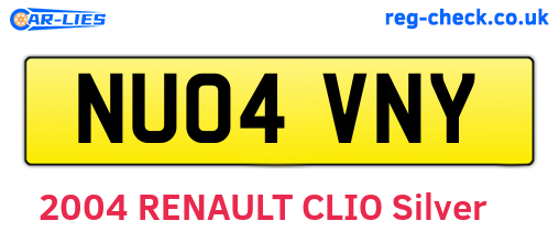 NU04VNY are the vehicle registration plates.