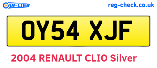 OY54XJF are the vehicle registration plates.