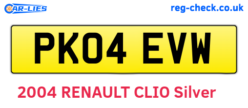 PK04EVW are the vehicle registration plates.