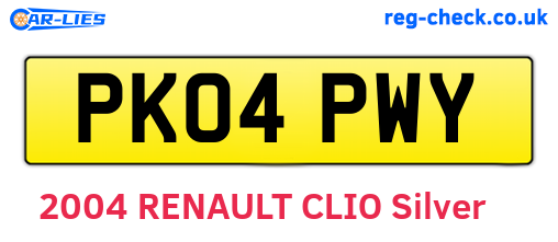 PK04PWY are the vehicle registration plates.
