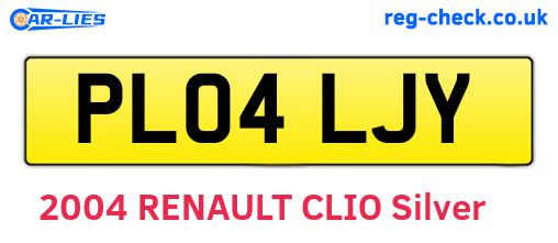 PL04LJY are the vehicle registration plates.